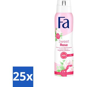 25 x Fa Deodorant Sweet Rose 150 ml - Langdurige Geur - Vegan Deodorant - Huidvriendelijk Deodorant