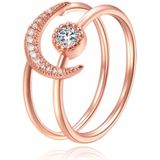 Dames Ring Rose kleurig met Maan en Zirkonia Steenn-19mm