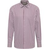 ETERNA - Comfort Fit Overhemd - Diep Donkerrood Gestreept - Strijkvrij