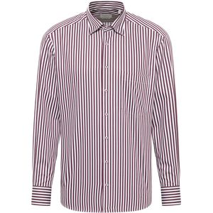 ETERNA - Comfort Fit Overhemd - Diep Donkerrood Gestreept - Strijkvrij