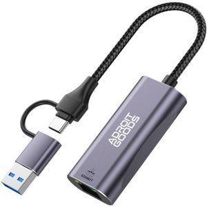 AdroitGoods USB C naar Ethernet-adapter - USB 3.0 naar RJ45 Gigabit Ethernet LAN - 1000 Mbps - USB Type-C en Type-A