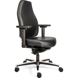Therapod X in zwart leder - Bureaustoel lange mensen - Ergonomische bureaustoel rugklachten - 24 uurs stoel