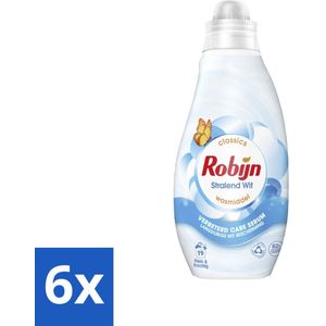 6 x Robijn - Klein & Krachtig Stralend Wit - Wasmiddel - 19 Wasbeurten - 665 ml - Wasmiddel - Witwas - Vloeibaar Wasmiddel - Biologisch Afbreekbaar - Duurzaam
