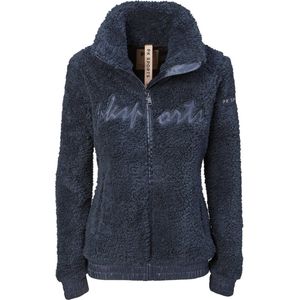 PK International - Teddy - Vest - Jas - Dames - Glitterstof - Ritszakken - Jersey voering - Roebel - Donkerblauw - 158