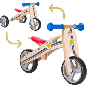 Bikestar mini loopfiets 2 in 1, hout, 7 inch, blauw