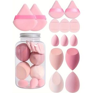 14 Stuks Powder Puff Set - Make-up Sponsje - Poederdons - Voor Foundation, Blush & Primer - Roze
