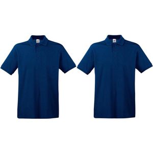 2-Pack maat 2XL donkerblauw/navy polo shirt premium van katoen voor heren - Katoen - 180 grams - Polo t-shirts - Polos