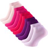 Dames Enkelsokken - Sneaker sokken - Katoenen - Comfortabele pasvorm - Roze Tinten - Rood - Paars - Maat 35/38