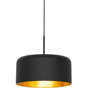 QAZQA jinte - Retro Hanglamp - 1 lichts - Ø 30 cm - Zwart Goud - Industrieel - Woonkamers-sSlaapkamers-sKeuken