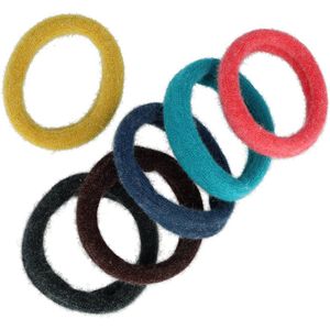 Haarsoires Haarelastieken basic - Endless 6cm - Zwart bruin blauw roze geel - Set van 6 - Eenvoudige Haar Elastieken voor Dagelijks Gebruik