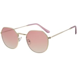 Zonnebril Modeljaar 2023 | Dames/Unisex/Heren | kleur montuur licht goud roze tips - kleur lens donkerroze