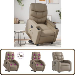 vidaXL Elektrische Massagestoel - Kunstleer - Cappuccino Elektrische Massagestoel - Sta-opstoel - Massagerugkussen - Ergonomische Stoel - Lounge Stoel