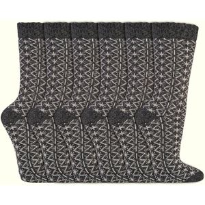 Wollen Sokken | Dames sokken | Folklore | Kleur: Antraciet | Maat: 35-38 / 39-42 | 6 paar