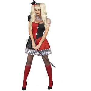 Vegaoo - Rood en zwart harlekijn joker kostuum voor vrouwen
