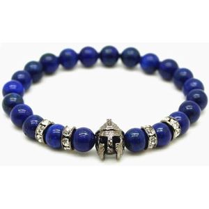 Kralen heren armband Blue Lapis Lazuli Spartan Helmet