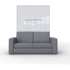 Maxima House - INVENTO SOFA Elegance - Verticaal Vouwbed Inclusief Bank - Logeerbed - Opklapbed - Bedkast - Inclusief LED - Mat Wit + Antraciet Sofa - 200x140 cm