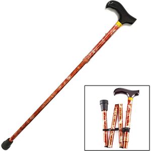 Opvouwbare wandelstok met verstelbare hoogte en houten handvat - Koperkleurig