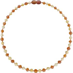 Wild Sun Barnsteen Ketting Kind - Amber Ketting - Baltische Barnsteen – 36 cm – Milk / Cognac