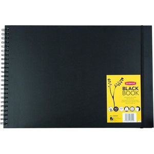 Goodivery ® Schetsboek met zwarte pagina's, A3 liggend formaat, schetsboek om te tekenen en te schrijven, 40 vellen, zuurvrij papier, spiraalgebonden, professionele kwaliteit
