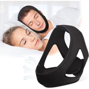 Snurkband - Slaapband - Anti-snurk kinband voor het slapen - Verstelbaar ademend anti-snurk apparaat - Unisex comfort anti-snurkband, zwart