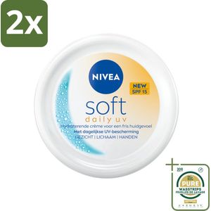 NIVEA – Bodycrème – Soft Daily UV SPF 15 – 250 ml - Voordeelverpakking - 2 stuks - SPF 15 - UV-filter