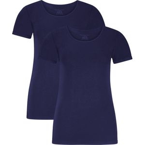 Comfortabel & Zijdezacht Bamboo Basics Kate - Bamboe T-shirts (Multipack 2 stuks) Dames - Korte Mouwen - Navy - XL