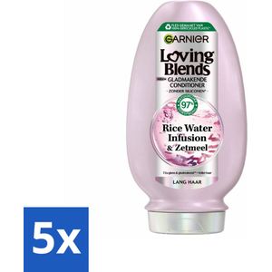 5 x Garnier - Loving Blends Rice Water Infusion - Conditioner - Glans & Zachtheid - Lang Haar - 250 ml - Rice Water Conditioner - Haar Glans - Haar Zachtheid - Haar Versterking - Haar Verzachting