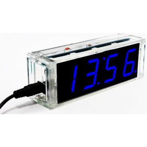 Digitale 4-Digit Led Pratende Klok Diy Kit Blauw
