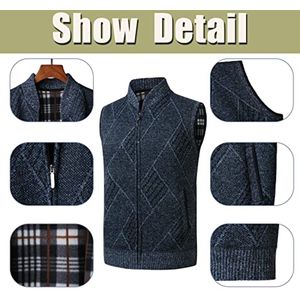 Heren Gebreid Mouwloos Vest met Fleece Voering - Dikke Winter Sweater Gilet