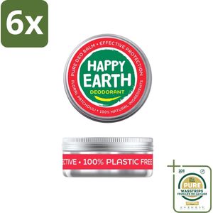 Happy Earth – Deodorant Balm – 100% Natuurlijk Floral Patchouli – 45 g - Voordeelverpakking - 6 stuks - Bloemige geur - Patchouli