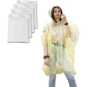Regenponcho/Nood poncho - 4x - transparant - wegwerp - voor volwassenen - one size fitts all - capuchon