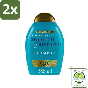 OGX - Argan Oil of Morocco - Shampoo - Extra Sterk - Hydrate & Revive - 385 ml - Voordeelverpakking - 2 stuks - Arganolie shampoo - Herstel shampoo