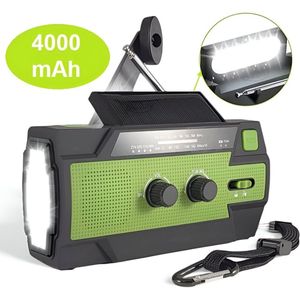 Qwality Noodradio Solar Opwindbaar – Powerbank 4000 mAh - Opwindware Radio – Zonneenergie - Noodpakket – Zaklamp – Solar Radio – Powerbank – Survival Kit – Dynamo Radio