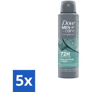 5 x Dove Men+Care Deodorant Spray - Eucalyptus & Mint - 150 ml - Dove Men+Care - Verzorgend - Vegan - Alcoholvrij