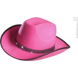 Widmann - Cowboy & Cowgirl Kostuum - Cowboyhoed Roze Met Strass Band - Roze - Carnavalskleding - Verkleedkleding