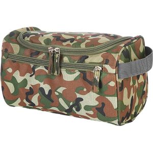 Reiscosmeticatas met ritssluiting - Draagbare tas voor heren en dames - Tarngrün - Cosmetica tas met haken - Meerdere vakken - Grün - 25cm - 14cm - 15cm - Camouflage .