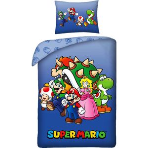 Super Mario Dekbedovertrek Team - Eenpersoons - 140 x 200 cm - Katoen