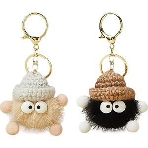 Pluche sleutelhangers - 2 stuks gepersonaliseerd en schattig - zwart - S