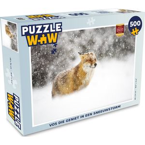 Puzzel Vos - Sneeuw - Storm - Legpuzzel - Puzzel 500 stukjes