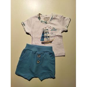 Nini - Outfit Naud - 2-delig setje - Shirtje, Kort broekje - Maat 56 - 0 t/m 2 maanden