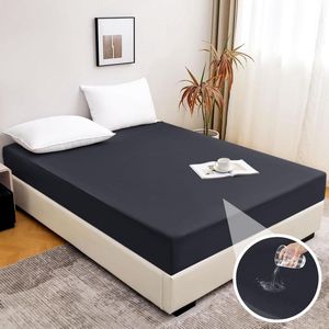 DXHome Hoeslaken 90 x 200 cm - waterdichte matrasbeschermer - ademend hoeslaken - donkergrijs - hoogte tot 30 cm matrasovertrek