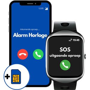 PersonalClick SOS Alarm Horloge voor Ouderen met Valdetectie - Persoonlijk Alarmknop voor Senioren met GPS Locatie - Waterdichte Noodhulpknop - SOS Horloge Senioren