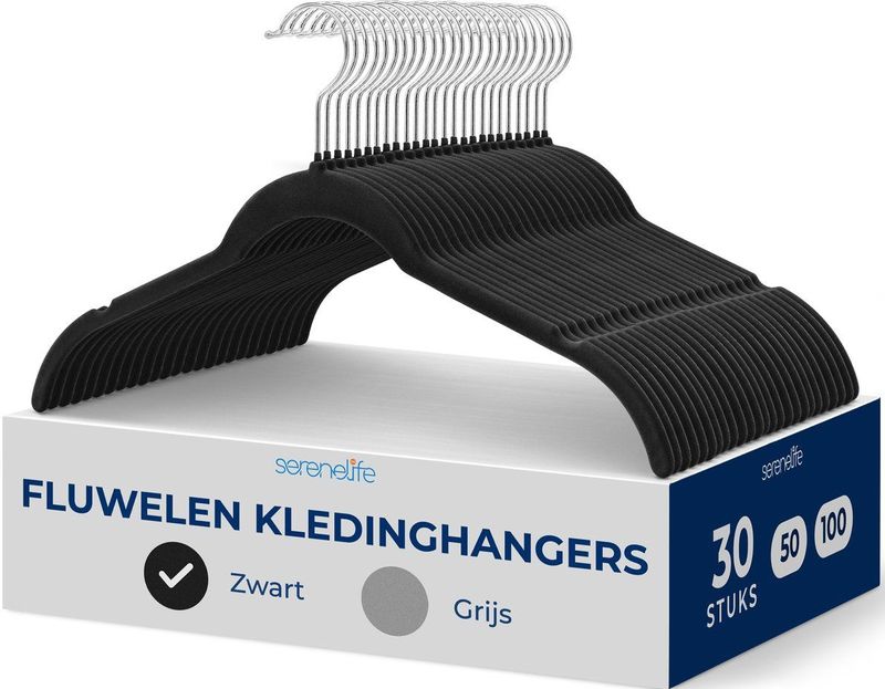 SereneLife - Velours Hangers - Antislip - Pack van 30 - Dun Ontwerp