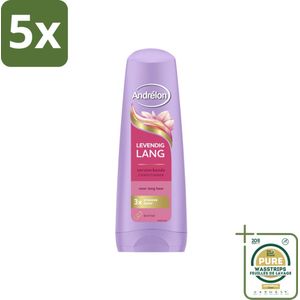 5 x Andrélon – Conditioner – Levendig Lang – 200 ml - Grootverpakking - Lang Haar Verzorging - Versterkte Haar Conditioner - Biotine Voor Haar - Haarbreuk Voorkomen - Gezond Haar