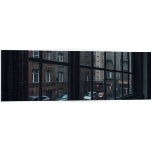 PVC Schuimplaat- Regen - Druppels - Raam - Nat - 120x40 cm Foto op PVC Schuimplaat