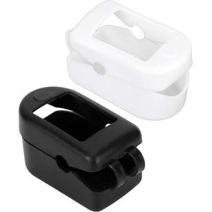 Oximeter Silicone Cover - 2Pcs Portable Fingertip Pulse Monitor Protector - Oximeter Storage Bag voor Travel en Home (Black+White)