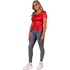 PartyXplosion - Jaren 80 & 90 Kostuum - Shirt Dames Rood Disco Vrouw - Rood - Extra Small - Halloween - Verkleedkleding