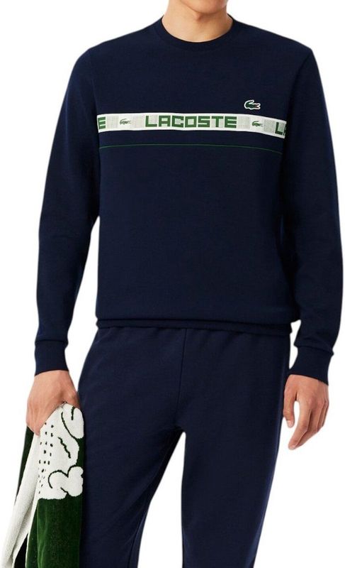 Lacoste - Grid Tape Crew - Sweatshirt - Blauw