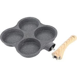 Omeletpan, 4-kopjes, koekenpan, 4-gaats oogpan, anti-aanbak-aluminium pan, voor spiegelei, hamburger, omelet, outdoor camping, voor inductiekookplaat en gasfornuis (zwart)