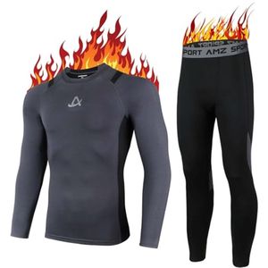 Thermisch ondergoed voor heren - warm compressieshirt en compressiebroek - ademend en functioneel winterondergoed